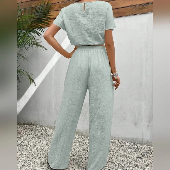 COPY - ants Set Loose Texture Solid Color Casual Two Piece - Picture 4 of 4